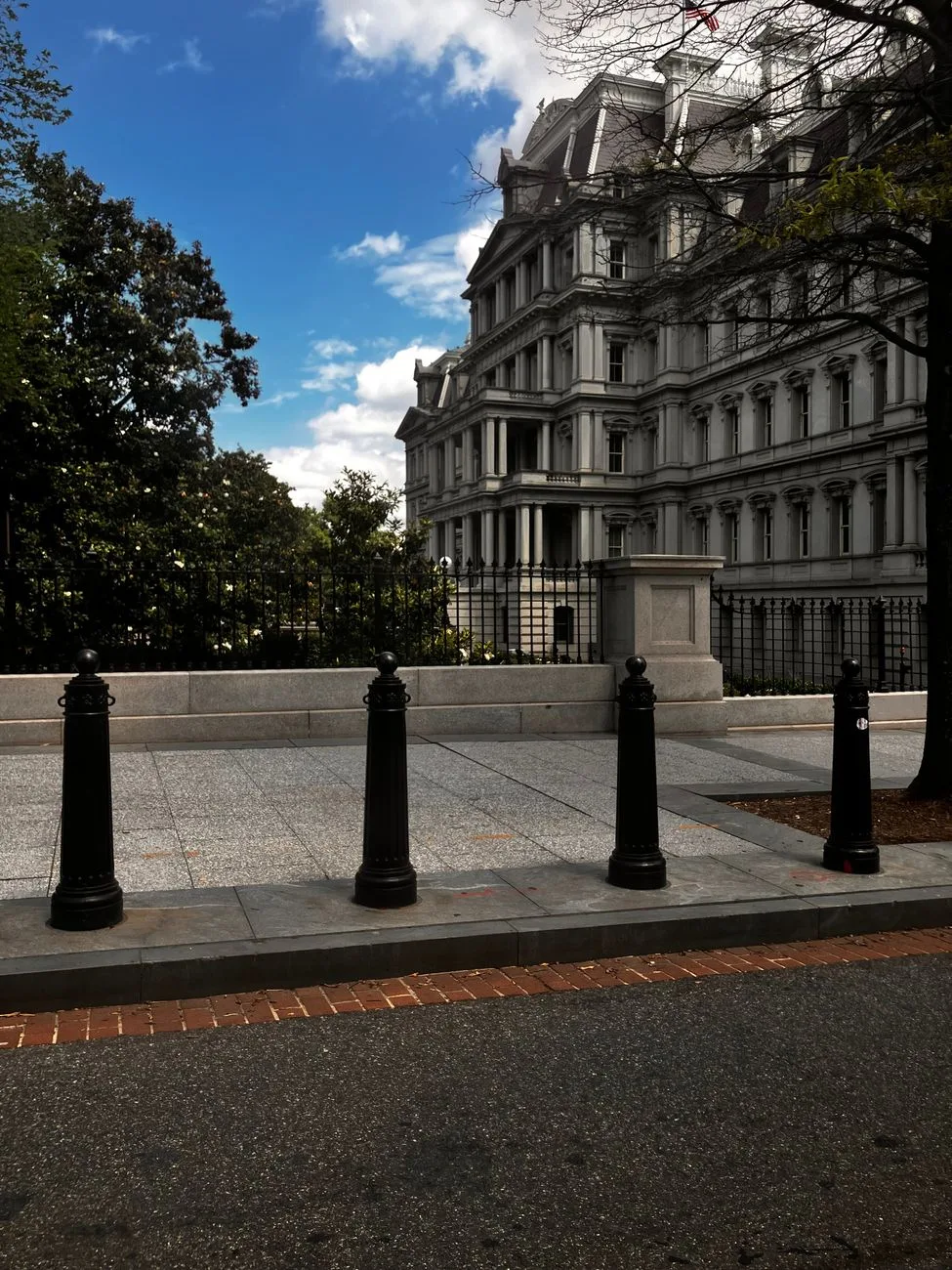 The historic Eisenhower Executive Office Building in Washington, DC, in spring.